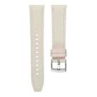 22mm Push Button Silver Steel Buckle Genuine Leather Watch Band(Beige) - 3