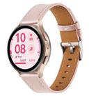 22mm Push Button Silver Steel Buckle Genuine Leather Watch Band(Light Pink) - 1