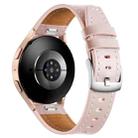 22mm Push Button Silver Steel Buckle Genuine Leather Watch Band(Light Pink) - 2