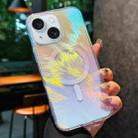 For iPhone 15 Plus Glossy Color-Plated MagSafe Shockproof Phone Case(Colored Feathers) - 1