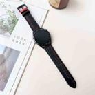 20mm Seven-Line Tri-Star Buckle Pull Up Leather Watch Band(Black Red Thread) - 2