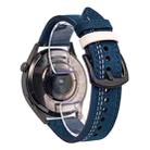 20mm Seven-Line Tri-Star Buckle Pull Up Leather Watch Band(Dark Blue White Thread) - 1