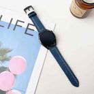 20mm Seven-Line Tri-Star Buckle Pull Up Leather Watch Band(Dark Blue White Thread) - 2