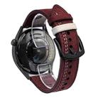 22mm Seven-Line Tri-Star Buckle Pull Up Leather Watch Band(Wine Red White Thread) - 1