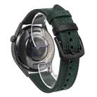 22mm Seven-Line Tri-Star Buckle Pull Up Leather Watch Band(Crazy Horse Green Black Thread) - 1