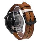 22mm Seven-Line Tri-Star Buckle Pull Up Leather Watch Band(Crazy Horse Yellow Brown White Thread) - 1