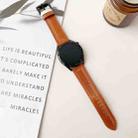 22mm Seven-Line Tri-Star Buckle Pull Up Leather Watch Band(Crazy Horse Yellow Brown White Thread) - 2