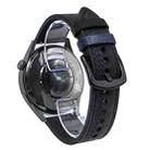 22mm Seven-Line Tri-Star Buckle Pull Up Leather Watch Band(Black Blue Thread) - 1