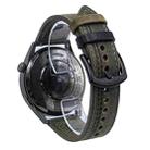 22mm Seven-Line Tri-Star Buckle Pull Up Leather Watch Band(Crazy Horse Army Green Black Thread) - 1