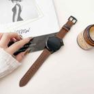 22mm Seven-Line Tri-Star Buckle Pull Up Leather Watch Band(Crazy Horse Dark Brown Blue Thread) - 2