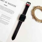 For Apple Watch 46mm / 49mm / 45mm / 44mm 7-Line Tri-Star Buckle Pull Up Leather Watch Band(Black Red Thread) - 2
