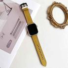 For Apple Watch 46mm / 49mm / 45mm / 44mm 7-Line Tri-Star Buckle Pull Up Leather Watch Band(Light Yellow White Thread) - 2