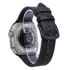 For Apple Watch 46mm / 49mm / 45mm / 44mm 7-Line Tri-Star Buckle Pull Up Leather Watch Band(Gray Black Thread) - 1