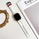 For Apple Watch 42mm / 41mm / 40mm / 38mm 7-Line Tri-Star Buckle Pull Up Leather Watch Band(Beige Red Thread) - 2