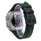 For Apple Watch 42mm / 41mm / 40mm / 38mm 7-Line Tri-Star Buckle Pull Up Leather Watch Band(Crazy Horse Green Black Thread) - 1
