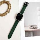 For Apple Watch 42mm / 41mm / 40mm / 38mm 7-Line Tri-Star Buckle Pull Up Leather Watch Band(Crazy Horse Green Black Thread) - 2