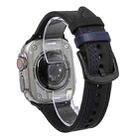 For Apple Watch 42mm / 41mm / 40mm / 38mm 7-Line Tri-Star Buckle Pull Up Leather Watch Band(Black Blue Thread) - 1