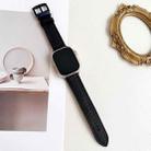 For Apple Watch 42mm / 41mm / 40mm / 38mm 7-Line Tri-Star Buckle Pull Up Leather Watch Band(Black Blue Thread) - 2