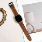For Apple Watch 42mm / 41mm / 40mm / 38mm 7-Line Tri-Star Buckle Pull Up Leather Watch Band(Crazy Horse Light Brown Blue Thread) - 2