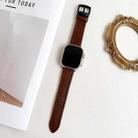 For Apple Watch 42mm / 41mm / 40mm / 38mm 7-Line Tri-Star Buckle Pull Up Leather Watch Band(Crazy Horse Dark Brown Blue Thread) - 2