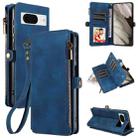 For Google Pixel 8 Fantasy Multifunctional Zipper Wallet Leather Phone Case(Blue) - 1