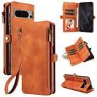 For Google Pixel 8 Pro Fantasy Multifunctional Zipper Wallet Leather Phone Case(Orange) - 1