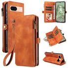 For Google Pixel 8a Fantasy Multifunctional Zipper Wallet Leather Phone Case(Orange) - 1