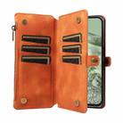 For Google Pixel 8a Fantasy Multifunctional Zipper Wallet Leather Phone Case(Orange) - 3