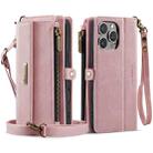 For iPhone 16 CaseMe C39 RFID Blocking Zipper Wallet Leather Phone Case with Crossbody Strap(Pink) - 2