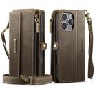 For iPhone 16 Pro CaseMe C39 RFID Blocking Zipper Wallet Leather Phone Case with Crossbody Strap(Coffee) - 2