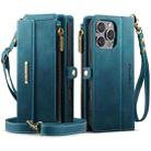 For iPhone 16 Pro CaseMe C39 RFID Blocking Zipper Wallet Leather Phone Case with Crossbody Strap(Green) - 2