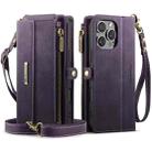 For iPhone 16 Pro CaseMe C39 RFID Blocking Zipper Wallet Leather Phone Case with Crossbody Strap(Purple) - 2