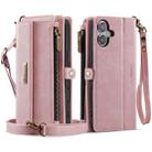 For iPhone 16 CaseMe C39 RFID Blocking Zipper Wallet Leather Phone Case with Crossbody Strap(Pink) - 2