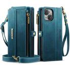 For iPhone 15 Plus CaseMe C39 RFID Blocking Zipper Wallet Leather Phone Case with Crossbody Strap(Green) - 2