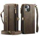 For iPhone 15 CaseMe C39 RFID Blocking Zipper Wallet Leather Phone Case with Crossbody Strap(Coffee) - 2