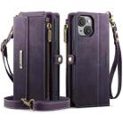 For iPhone 13 mini CaseMe C39 RFID Blocking Zipper Wallet Leather Phone Case with Crossbody Strap(Purple) - 2