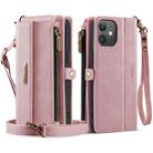 For iPhone 12 / 12 Pro CaseMe C39 RFID Blocking Zipper Wallet Leather Phone Case with Crossbody Strap(Pink) - 2