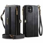 For iPhone 11 CaseMe C39 RFID Blocking Zipper Wallet Leather Phone Case with Crossbody Strap(Black) - 2