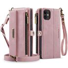 For iPhone 11 CaseMe C39 RFID Blocking Zipper Wallet Leather Phone Case with Crossbody Strap(Pink) - 2