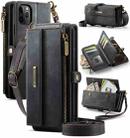 For iPhone 11 Pro CaseMe C39 RFID Blocking Zipper Wallet Leather Phone Case with Crossbody Strap(Black) - 1