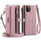 For iPhone 11 Pro CaseMe C39 RFID Blocking Zipper Wallet Leather Phone Case with Crossbody Strap(Pink) - 2