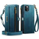For iPhone 11 Pro CaseMe C39 RFID Blocking Zipper Wallet Leather Phone Case with Crossbody Strap(Green) - 2