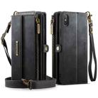 For iPhone X / XS CaseMe C39 RFID Blocking Zipper Wallet Leather Phone Case with Crossbody Strap(Black) - 2