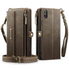 For iPhone XS Max CaseMe C39 RFID Blocking Zipper Wallet Leather Phone Case with Crossbody Strap(Coffee) - 2