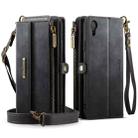 For iPhone XR CaseMe C39 RFID Blocking Zipper Wallet Leather Phone Case with Crossbody Strap(Black) - 2