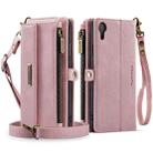 For iPhone XR CaseMe C39 RFID Blocking Zipper Wallet Leather Phone Case with Crossbody Strap(Pink) - 2
