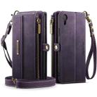 For iPhone XR CaseMe C39 RFID Blocking Zipper Wallet Leather Phone Case with Crossbody Strap(Purple) - 2
