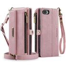 For iPhone 7 Plus / 8 Plus CaseMe C39 RFID Blocking Zipper Wallet Leather Phone Case with Crossbody Strap(Pink) - 2