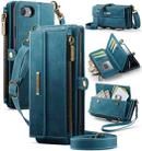For iPhone 7 / 8 / SE 2022 CaseMe C39 RFID Blocking Zipper Wallet Leather Phone Case with Crossbody Strap(Green) - 1