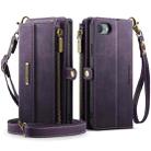 For iPhone 7 / 8 / SE 2022 CaseMe C39 RFID Blocking Zipper Wallet Leather Phone Case with Crossbody Strap(Purple) - 2